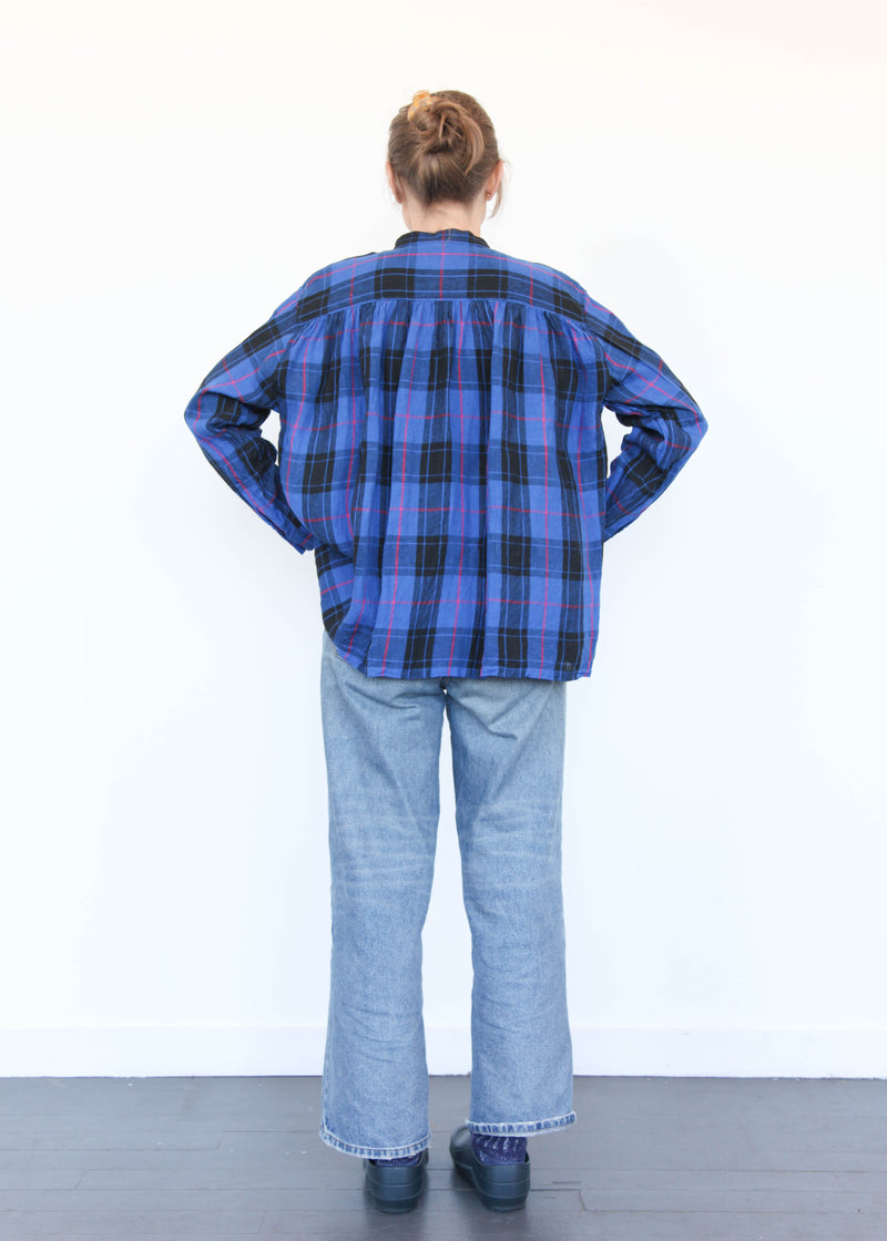 Linen Tartan Shirt - Blue