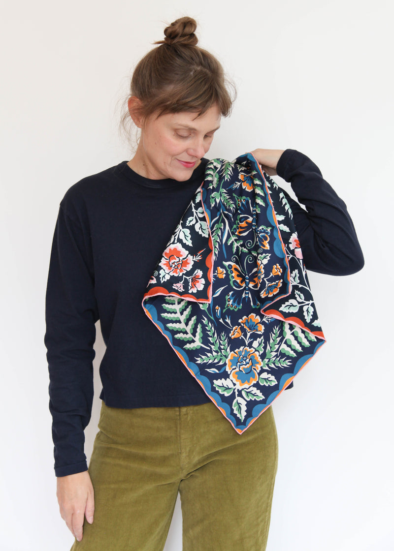 Silk Twofer Scarf Wildwood - Licorice