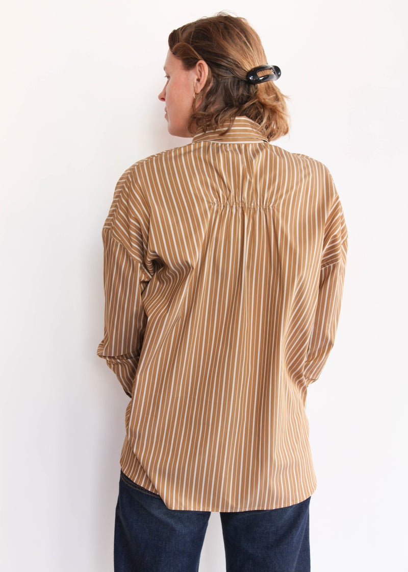 Oversized Shirt with Elastic Detail - Gold