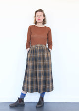 Linen Tartan Skirt - Brown