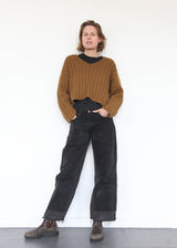 Cropped Rib Pullover - Golden