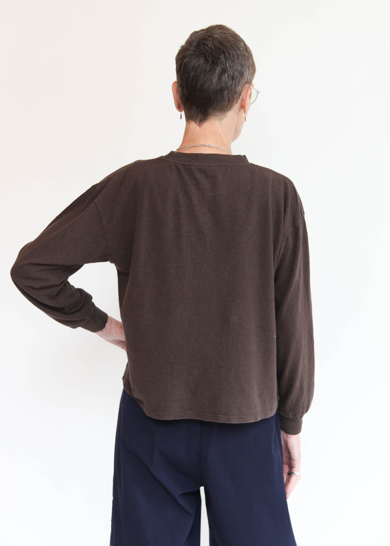 Cropped Long Sleeve Tee - Coffee Bean