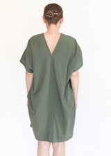Oversized V-Neck Dress - Army