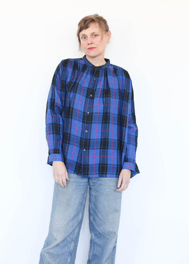 Linen Tartan Shirt - Blue