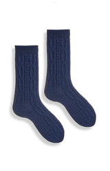 Women's Chunky Cable Wool Cashmere Crew Socks