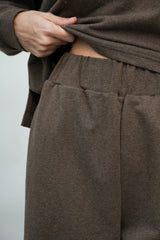 Nicky Organic Cotton Felpe Trousers in Brown Marl