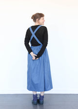 Cotton/Linen Vintage Twill Apron Dress - Blue