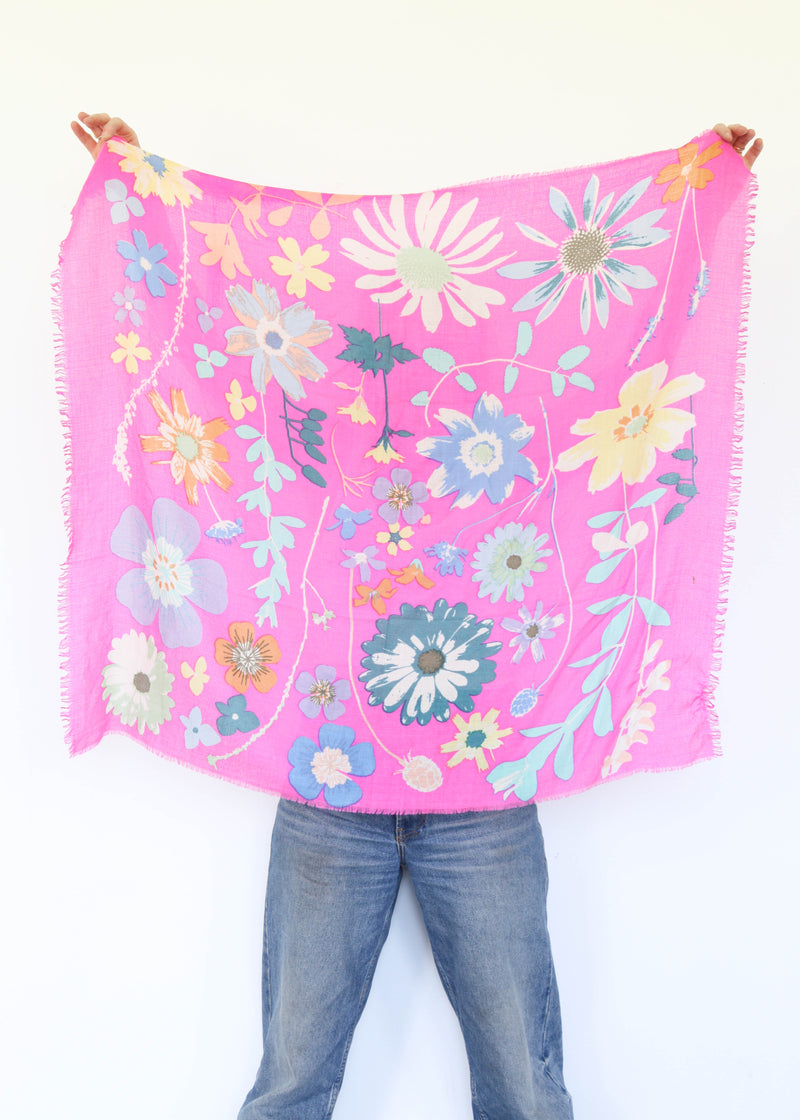 Bed Of Flowers Square Scarf - Pink GW2491