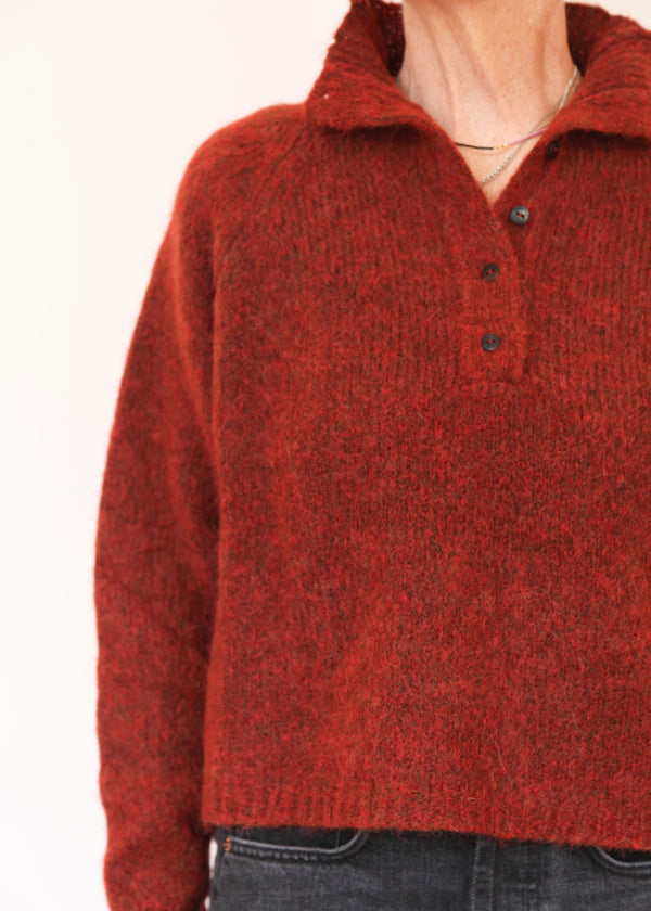 Baby Alpaca Polo Sweater - Terracotta
