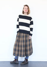 Linen Tartan Skirt - Brown