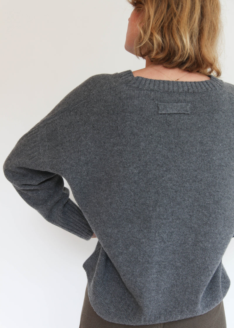 Aura V-Neck Sweater - Grey