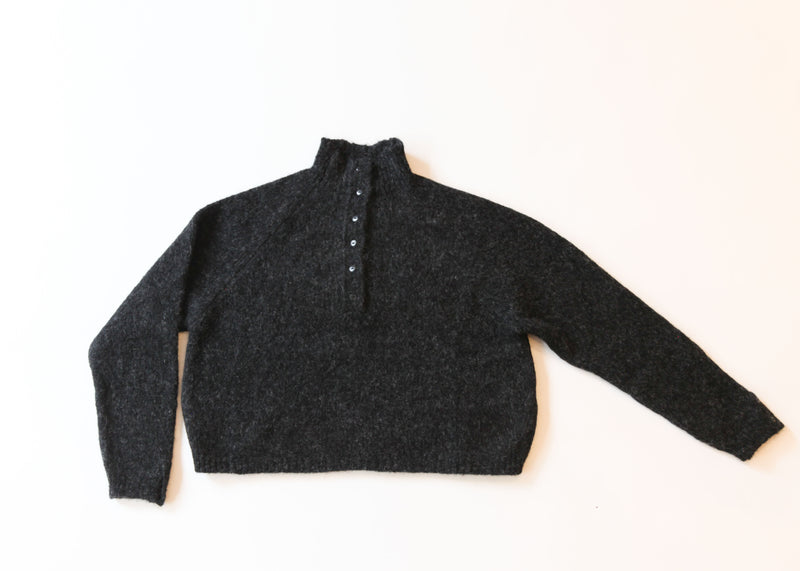 Baby Alpaca Polo Sweater - Anthracite