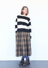 Linen Tartan Skirt - Brown