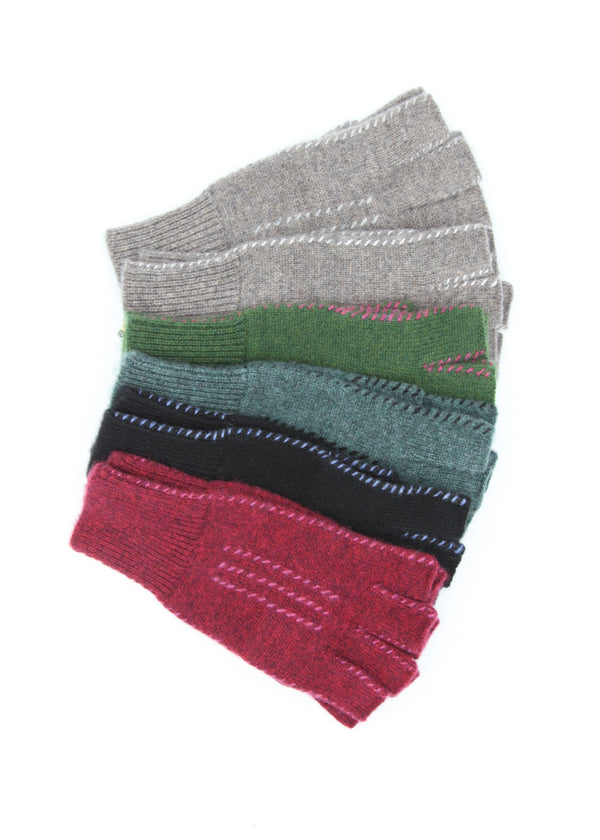 Cashmere Fingerless Stitch Gloves