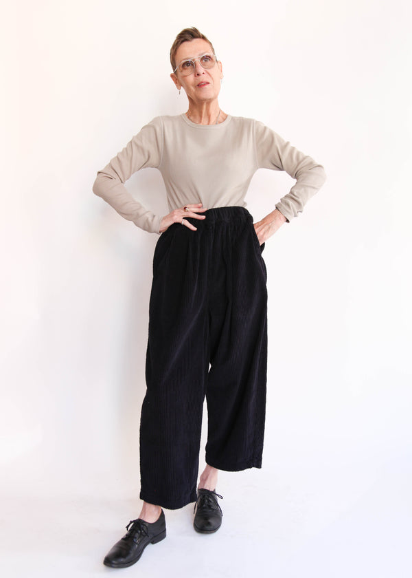 Wide Corduroy Pants - Dark Navy