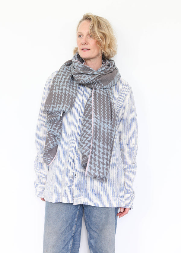 Tweed Check 1 Scarf - Silver