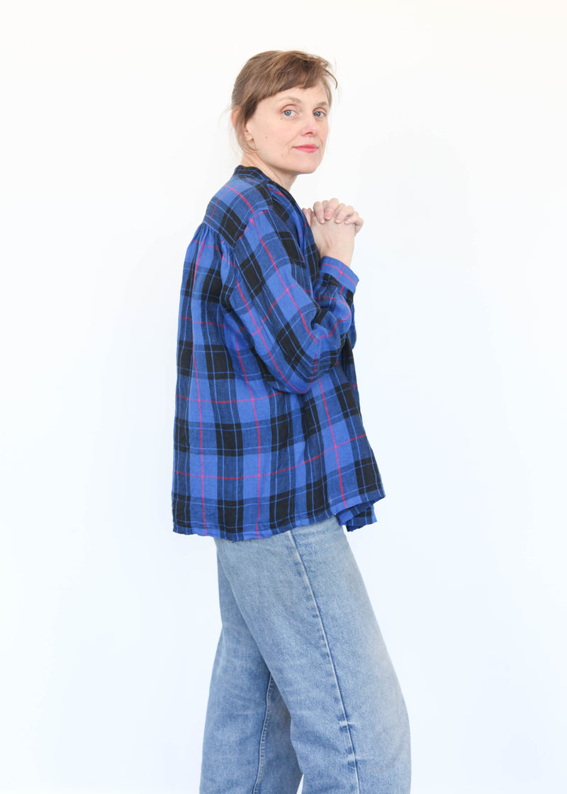 Linen Tartan Shirt - Blue