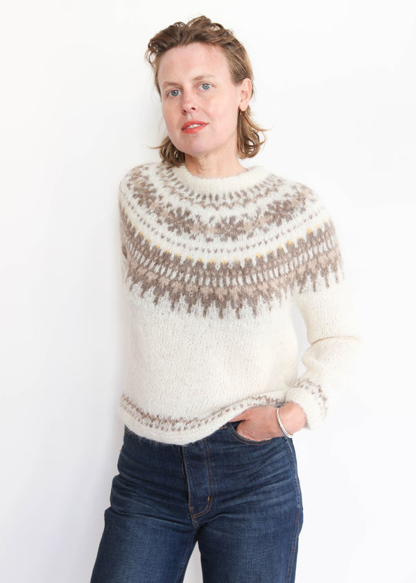 Hand Knit Pullover Alpaca - White
