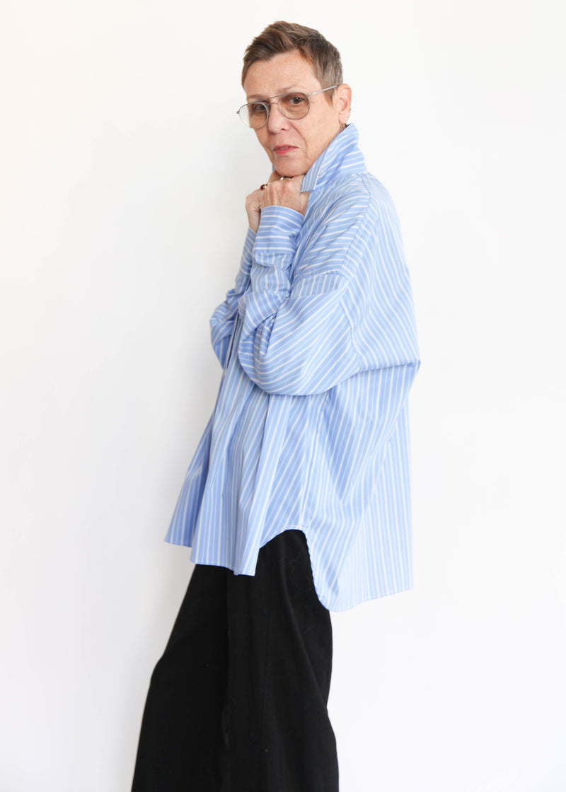 Oversized Shirt with Elastic Detail - Blue
