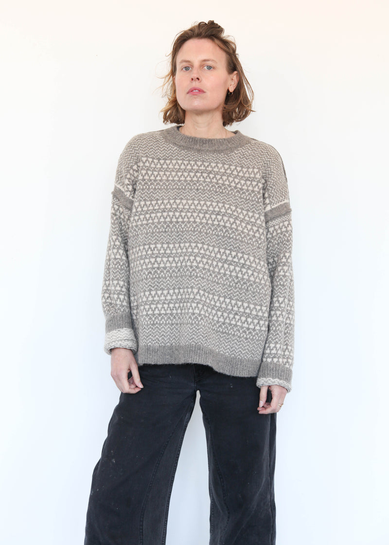 Jacquard Crewneck - Rock/Alabaster OS