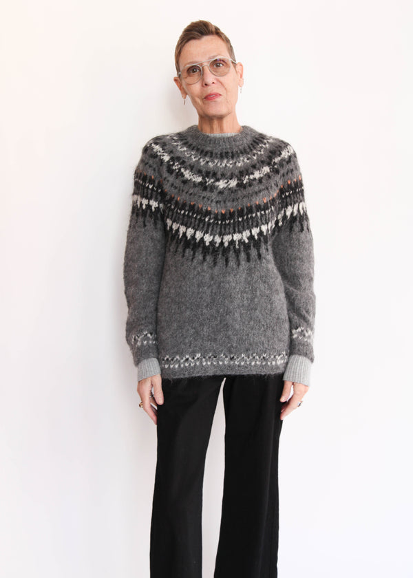 Hand Knit Pullover Alpaca - Gray