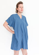 Oversized V-Neck Dress - Blue