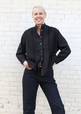 Heirloom Pintuck Lace Blouse - Black OS