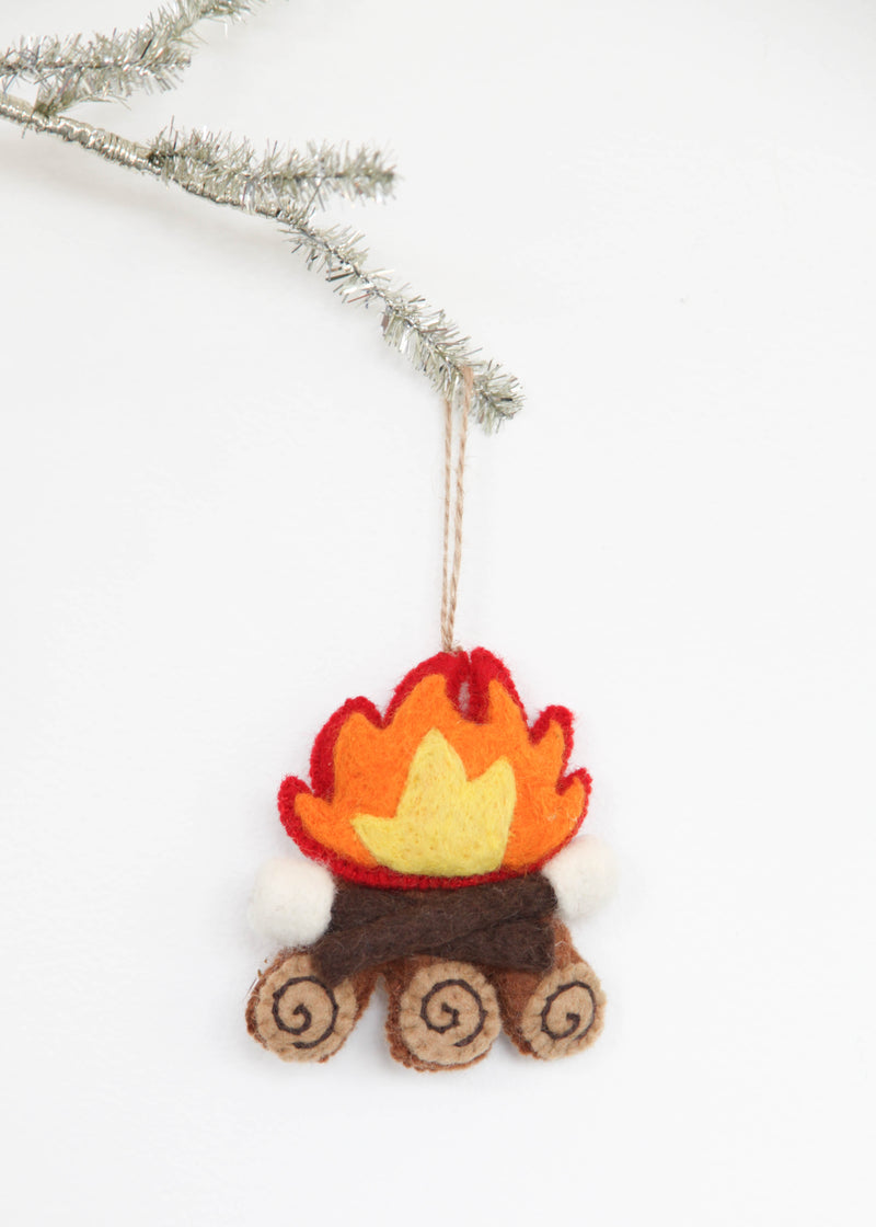 Felt Campfire with marshmallow ornament