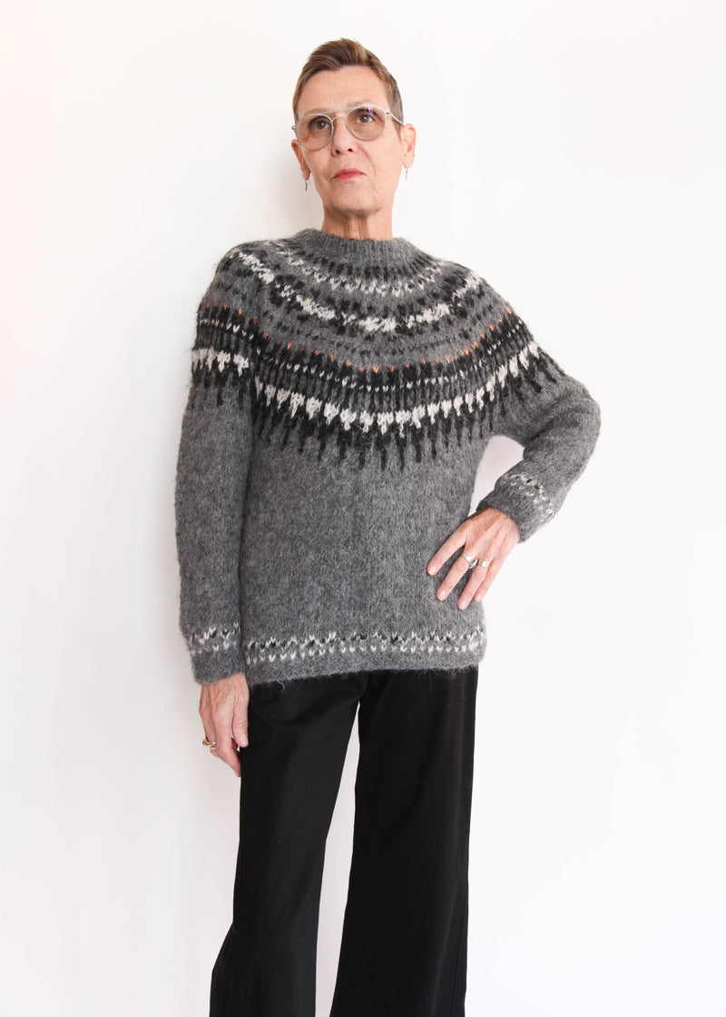 Hand Knit Pullover Alpaca - Gray