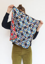 Silk Twofer Scarf Rings Quilt - Navy