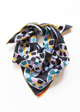 Silk Twofer Scarf Rings Quilt - Navy