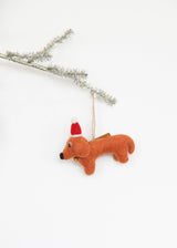 Felt Dachshund Dog with Christmas Hat