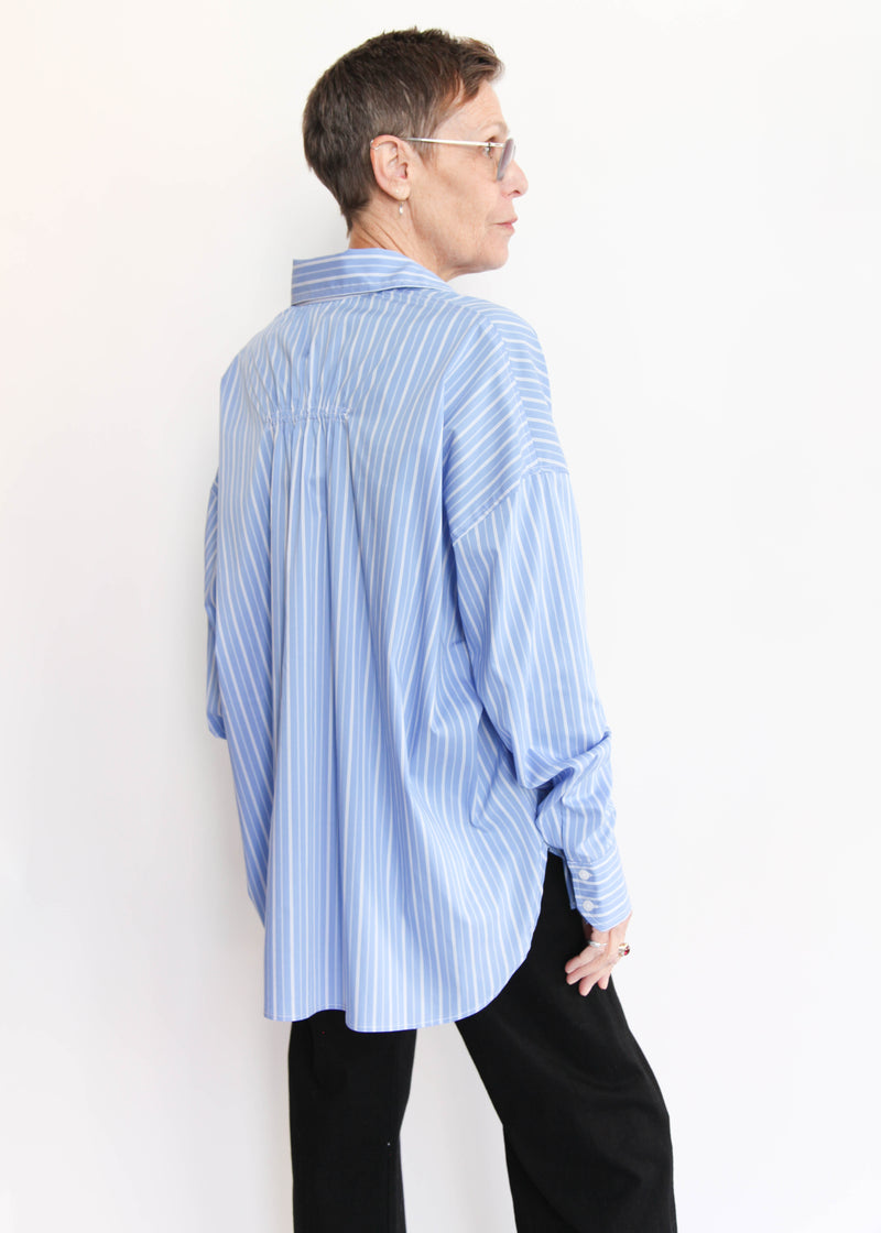 Oversized Shirt with Elastic Detail - Blue