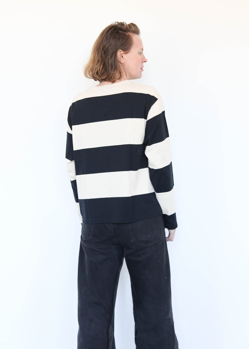 Striped Crew Neck - Beige/Black