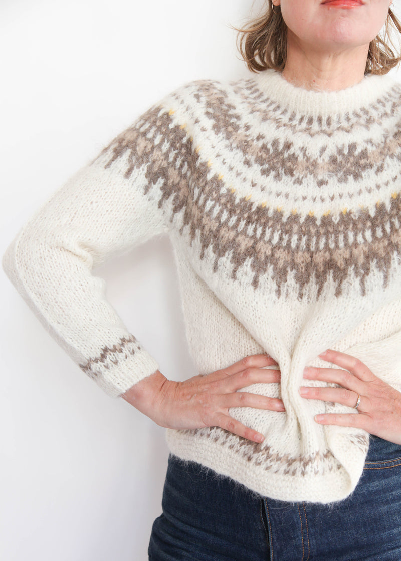 Hand Knit Pullover Alpaca - White