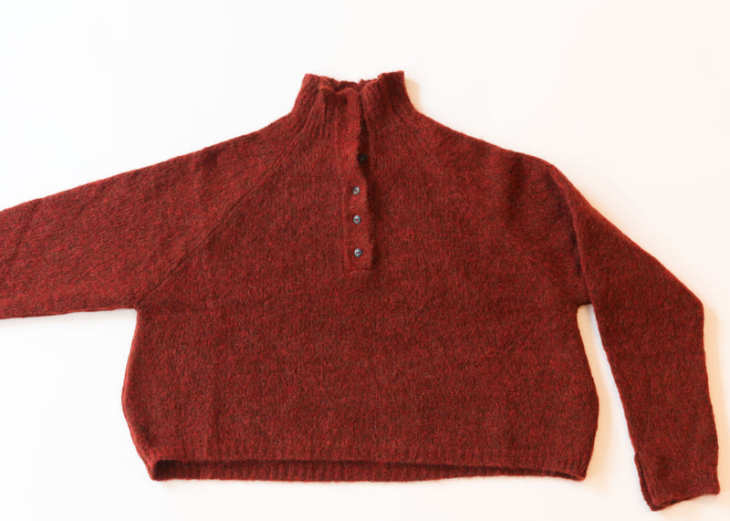Baby Alpaca Polo Sweater - Terracotta