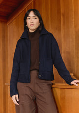 Collared Coat- Navy