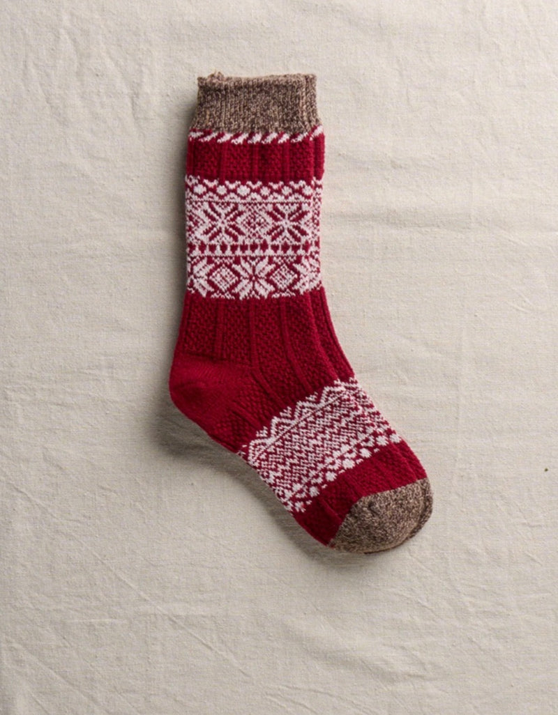 Snow Patterned Socks - Red