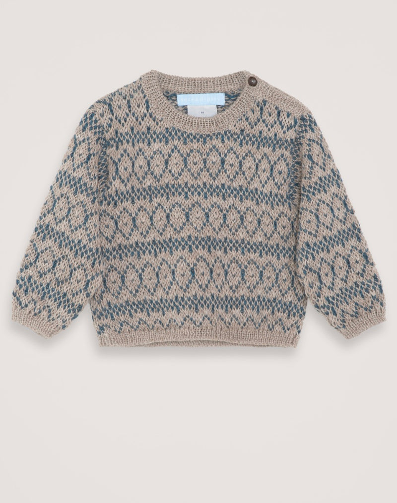 Baby Alpaca Pattern Sweater - Dark Reef