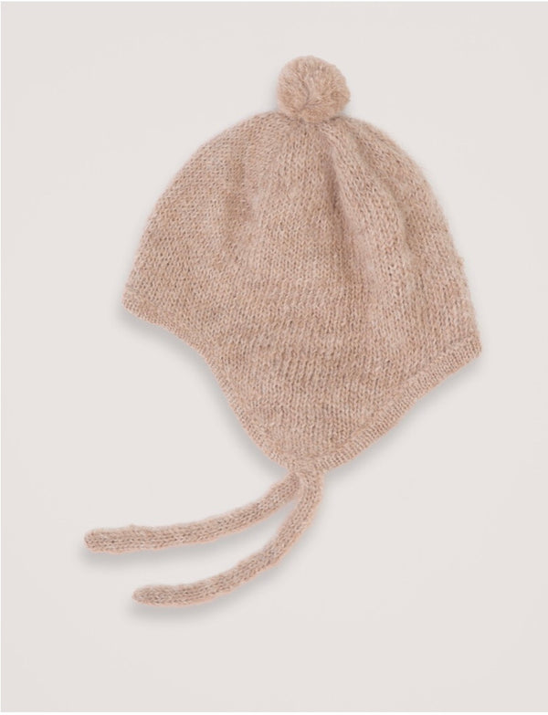 Baby Alpaca Suri Bonnet - Beige