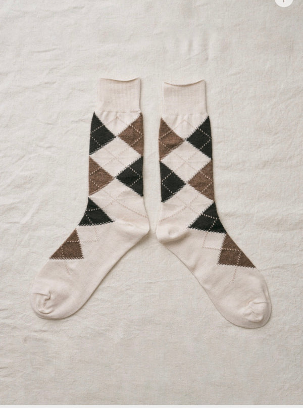 Argyle Socks - White