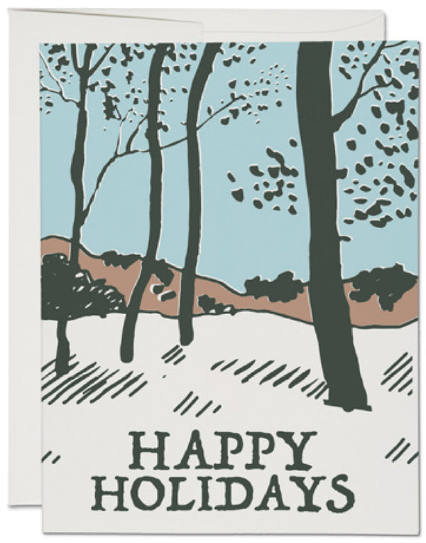 Happy Holidays Greeting Card Snowy Forest