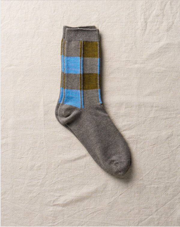 Block Pattern Socks - Dark Gray