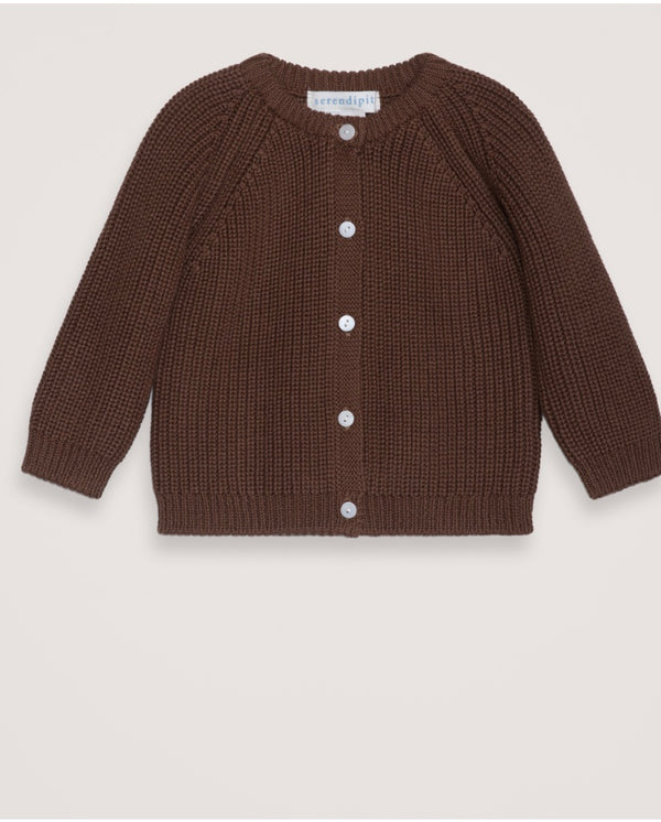 Baby Patent Cardigan - Coffee