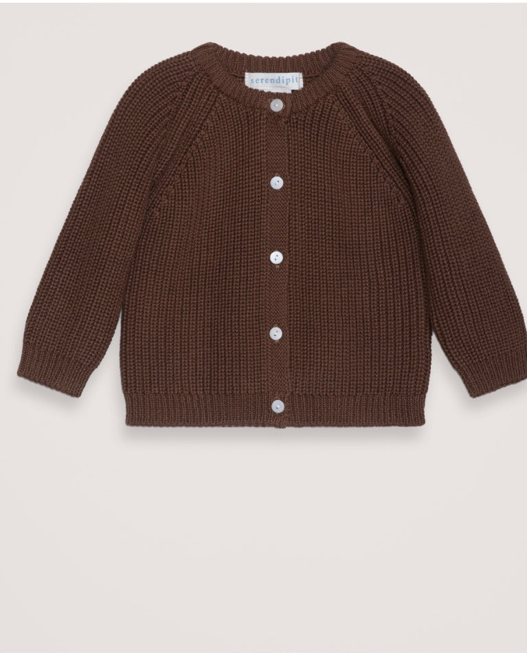 Baby Patent Cardigan - Coffee