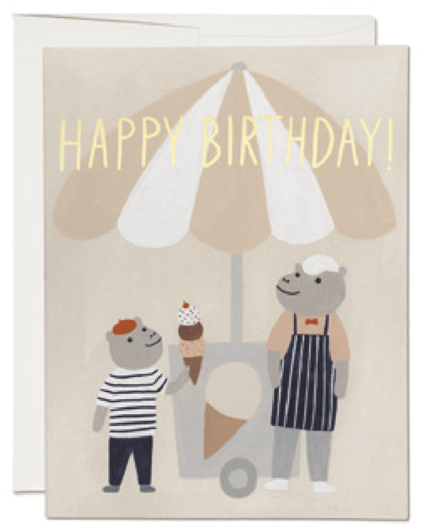 Ice Cream Hippos Birthday Card