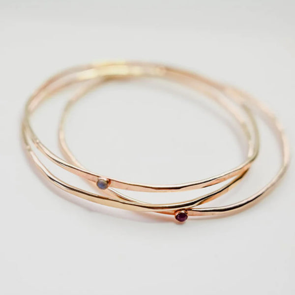 Gold Hex Bangle with Gemstone