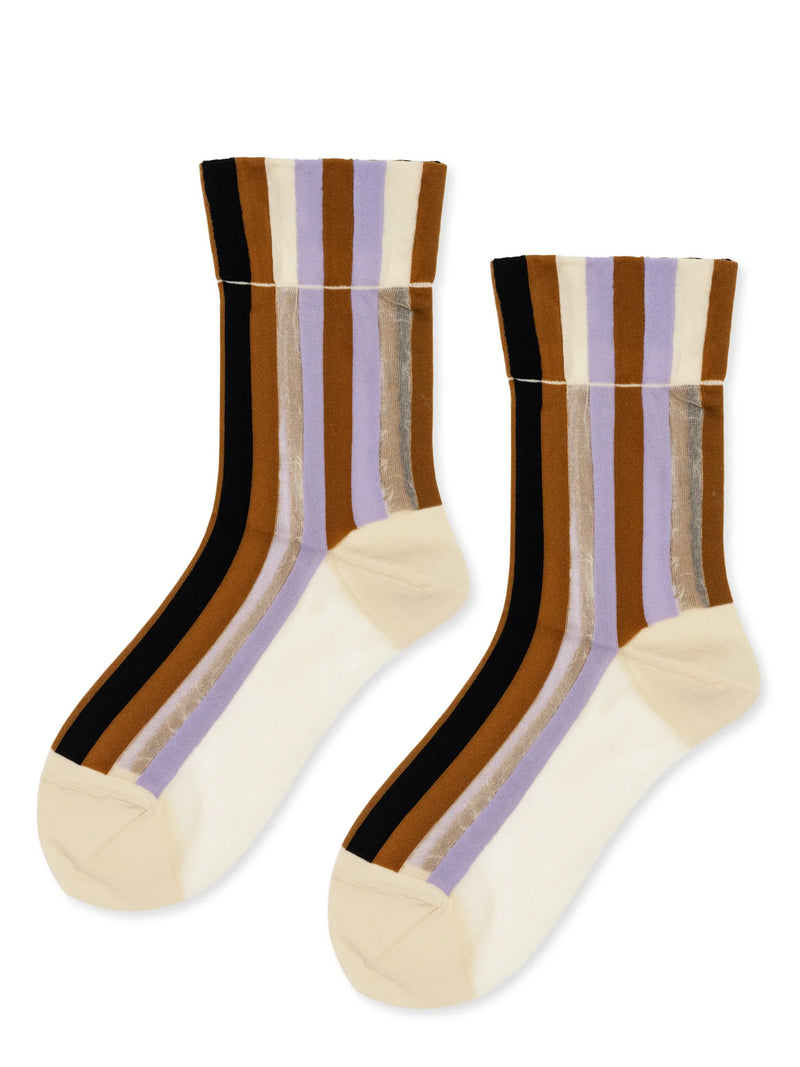 Festival Stripe Sheer Crew - Beige