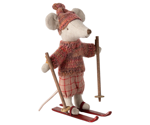 Winter Mouse With Ski Set, Big Sister - Rose