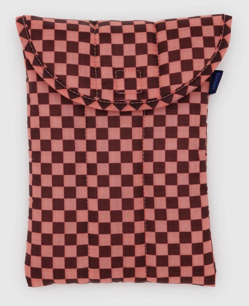 Puffy Tablet Sleeve - Pink Brown Check